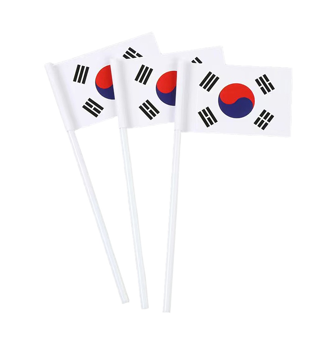 Personalized Design Logo Small Mini Stick Flag Custom Hand Held Waving Flag With Plastic Pole